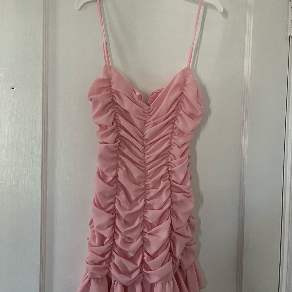 Lucy in the Sky pink ruched dress